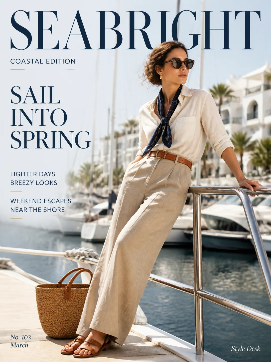 Fictional spring yacht fashion cover sample