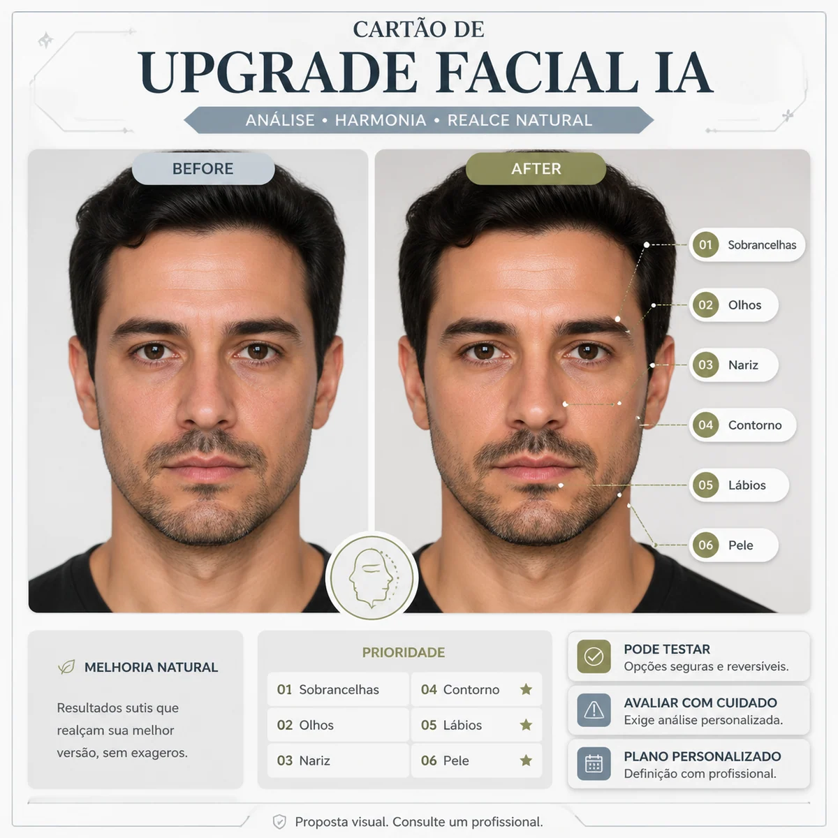 Square facial feature aesthetic scorecard sample
