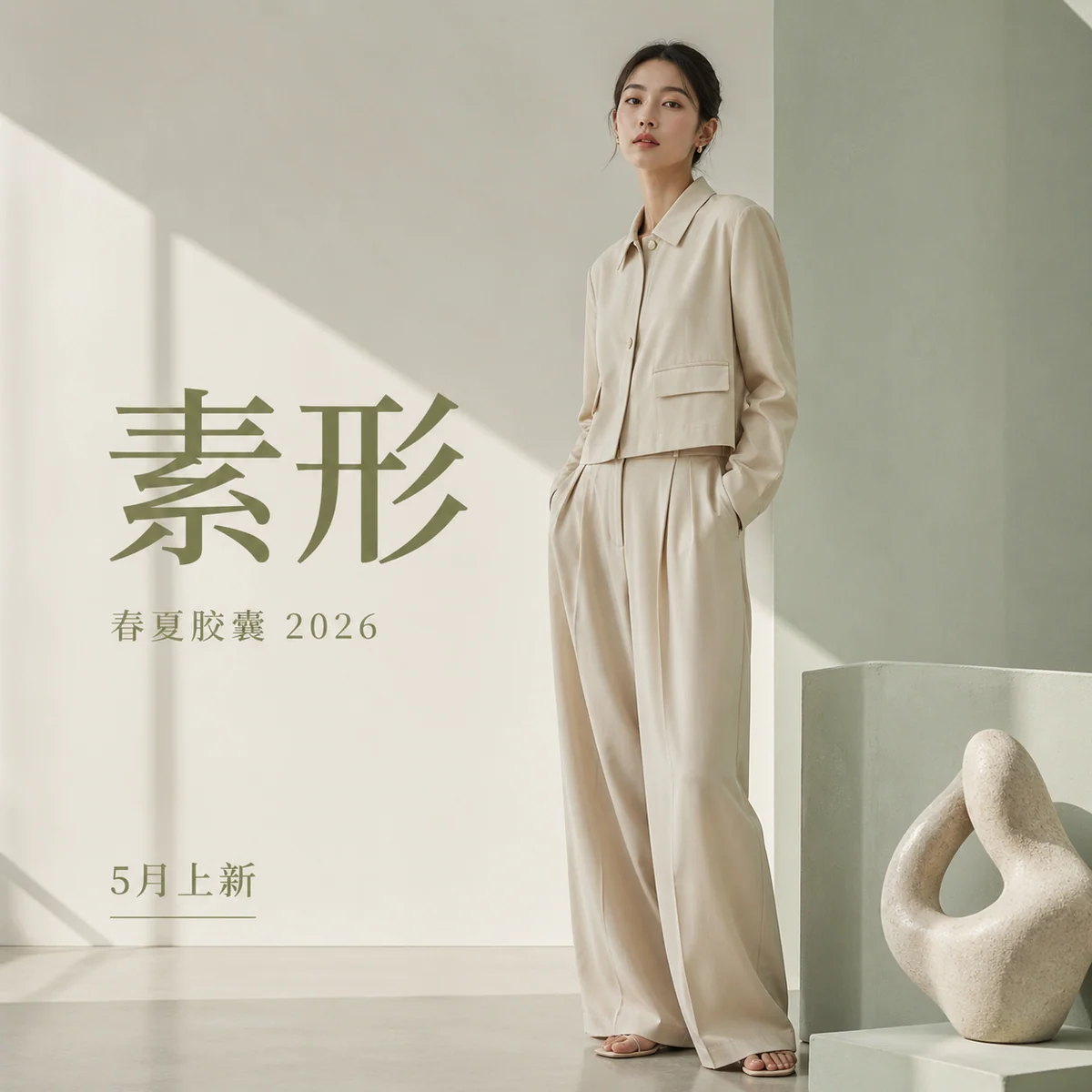 Ejemplo de anuncio de moda: Square fashion capsule drop ad with bold clean text