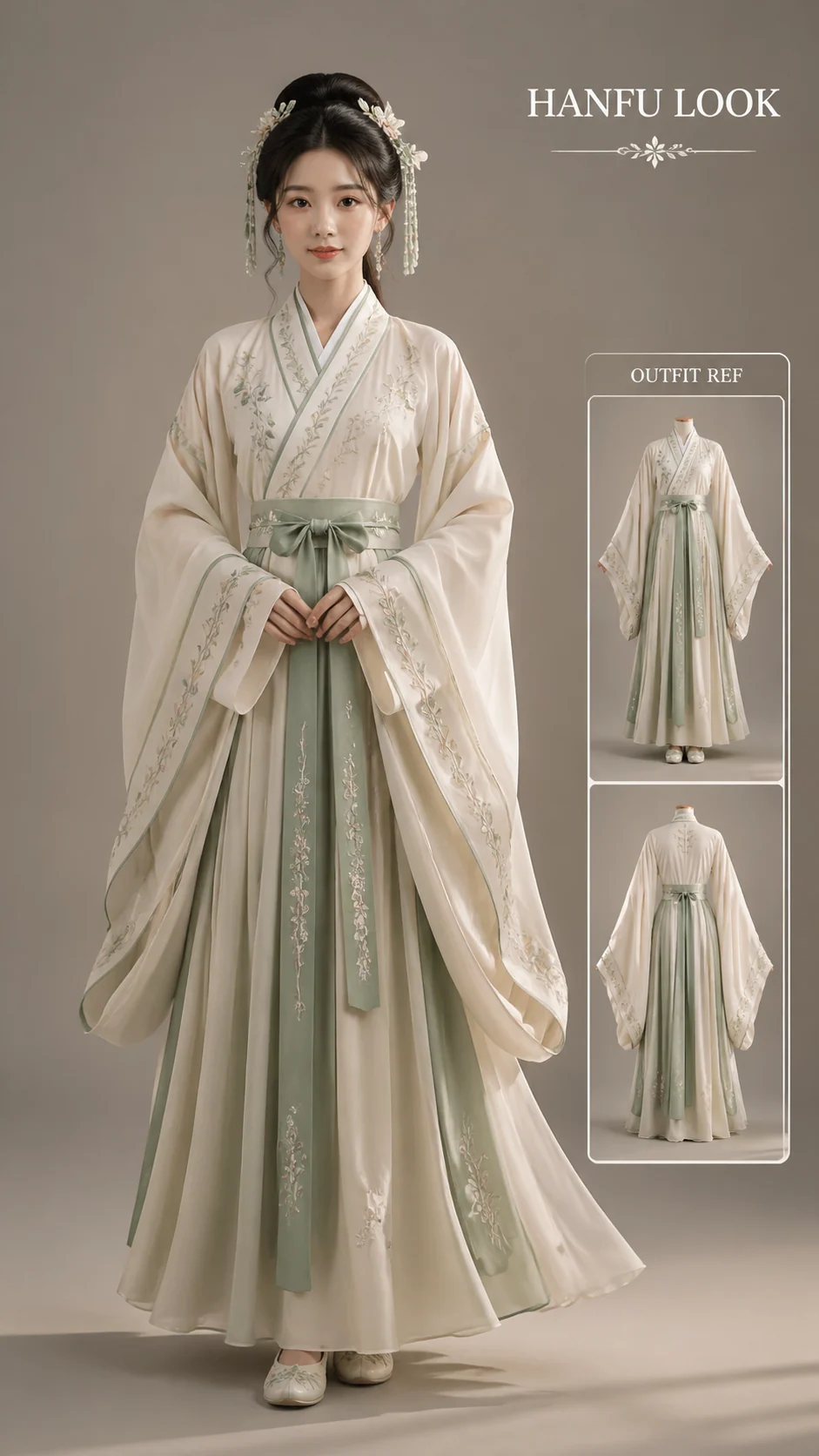 English studio Hanfu outfit reference portrait