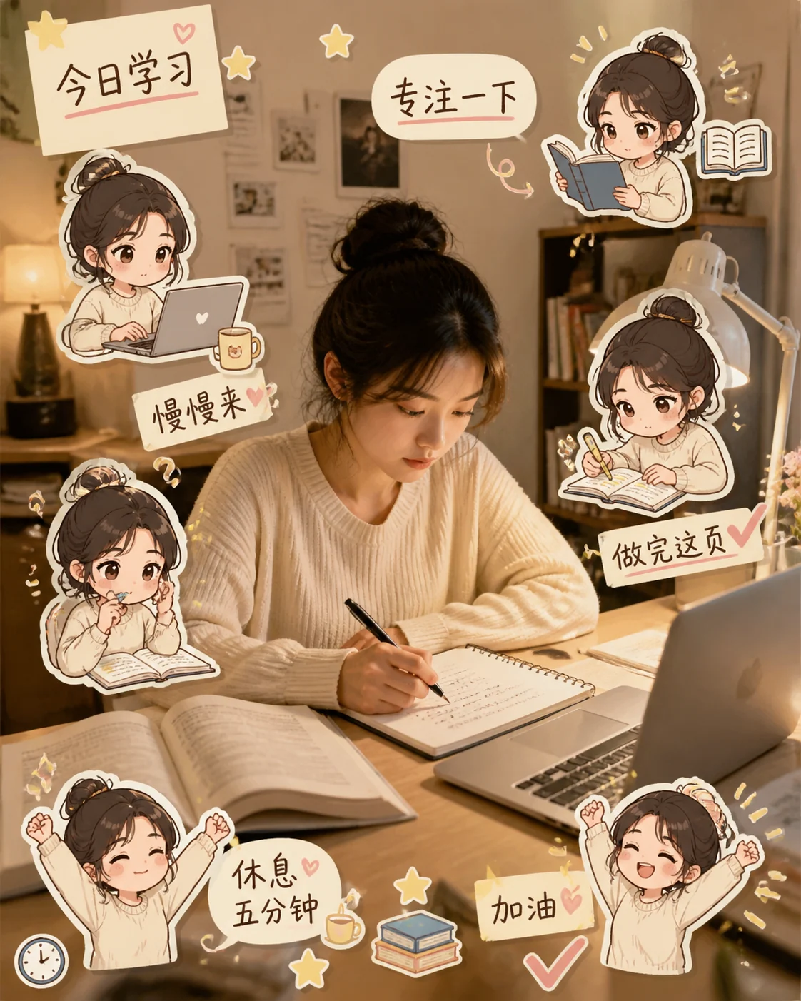 学习桌面 Q 版分身手账照示例