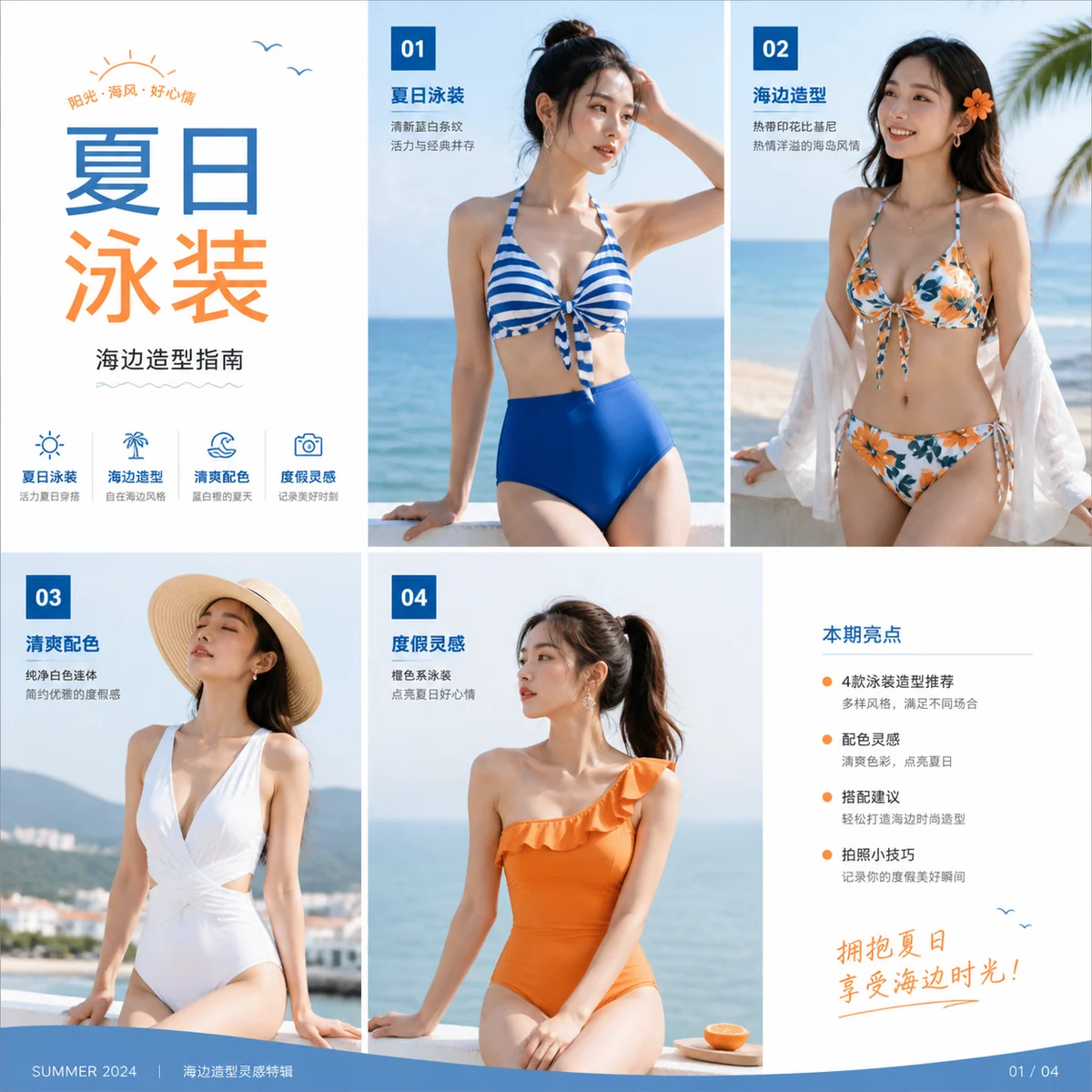 简体中文夏日泳装目录版式示例