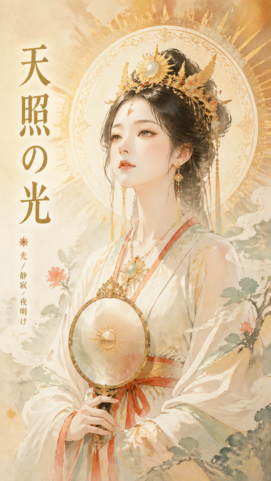 日本語の太陽女神肖像ポスター例
