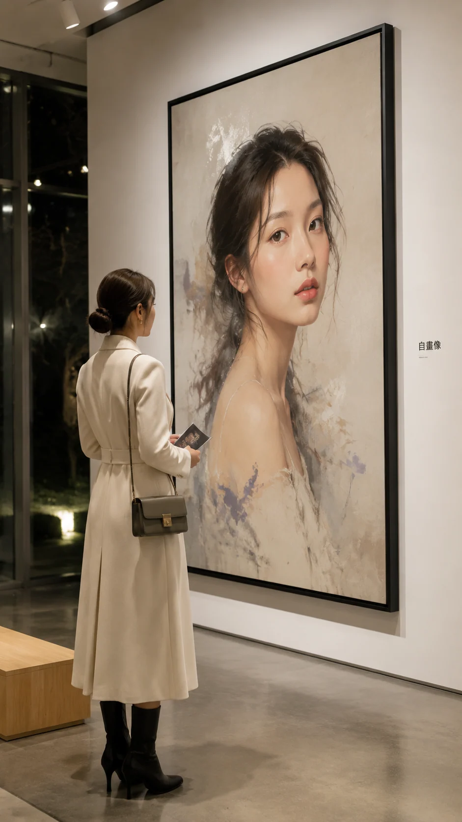 Exemplo de autorretrato em abertura noturna de galeria em Taipei