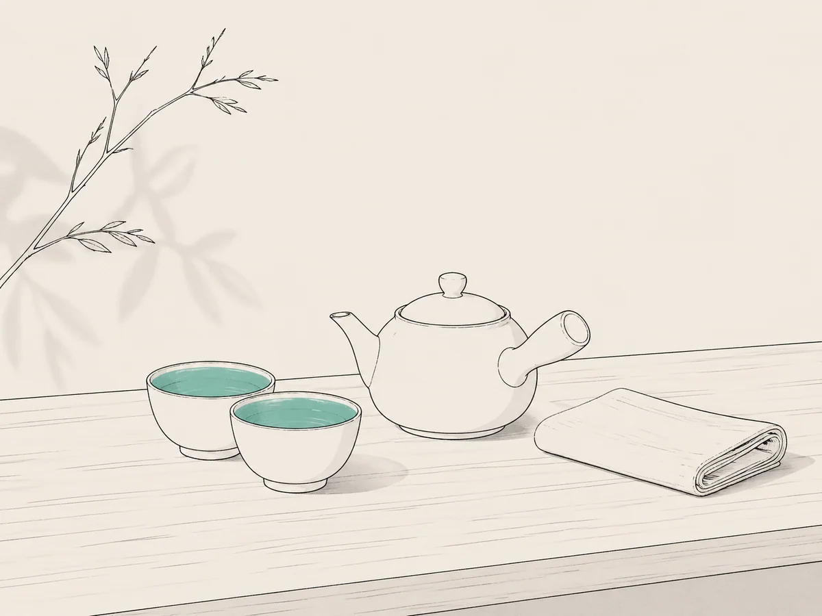 Minimal teapot still life with teal accent