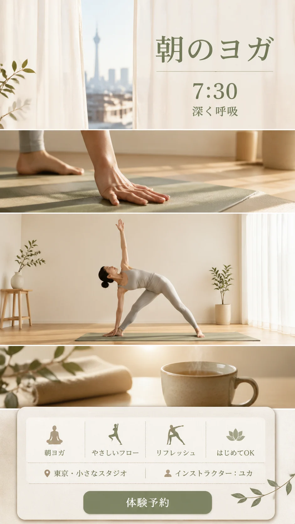 Exemple visuel de campagne yoga: Tokyo Morning Yoga Story