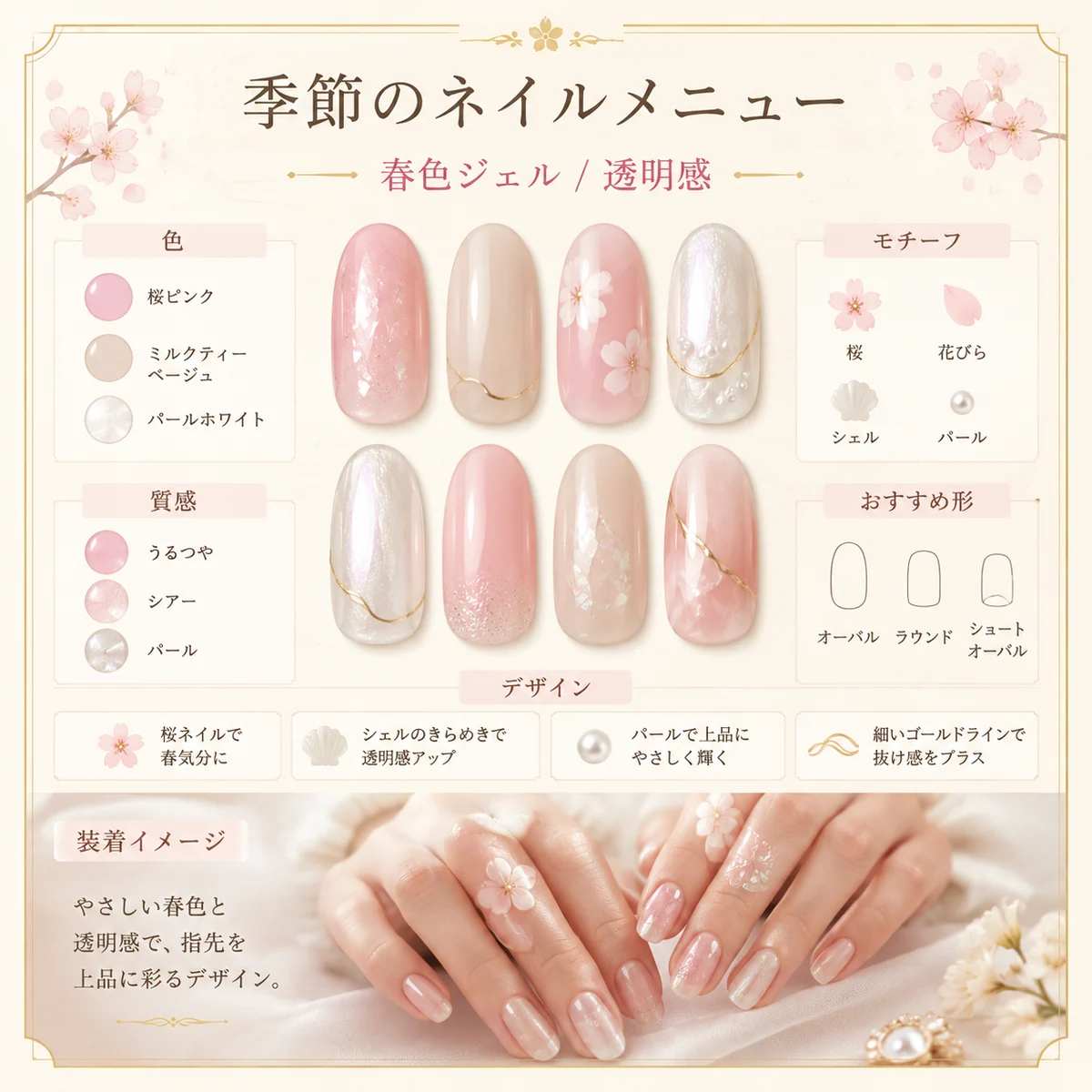 東京季節ネイルメニューボードのサンプル