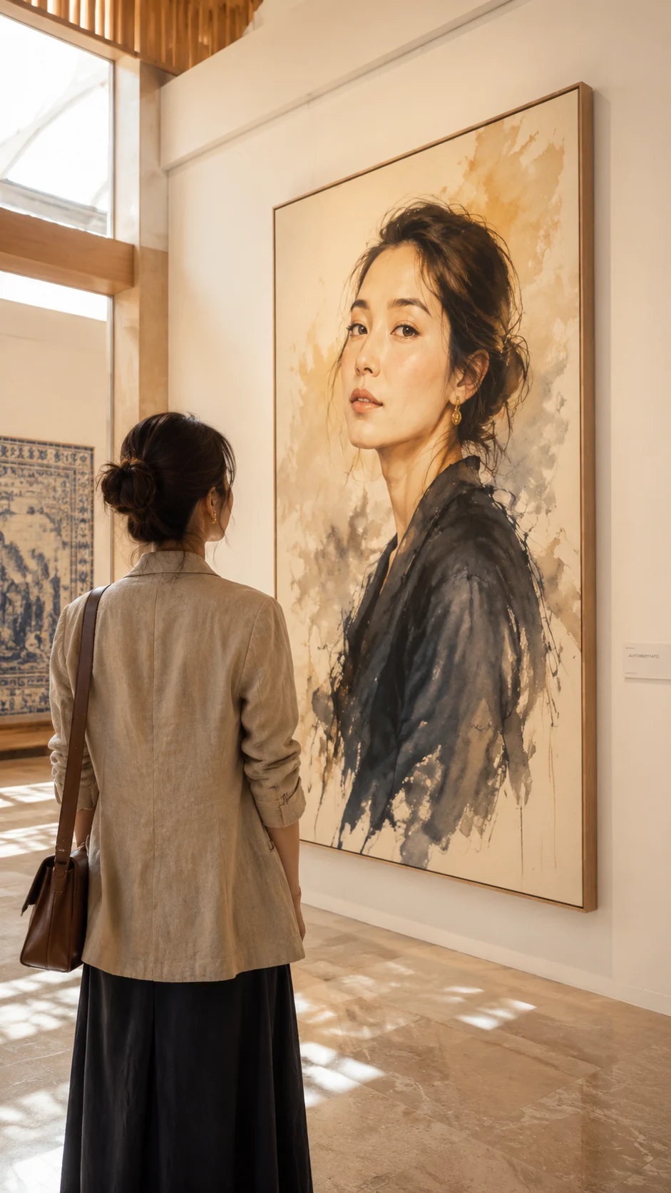 Exemplo de autorretrato em museu de Tóquio com claraboia