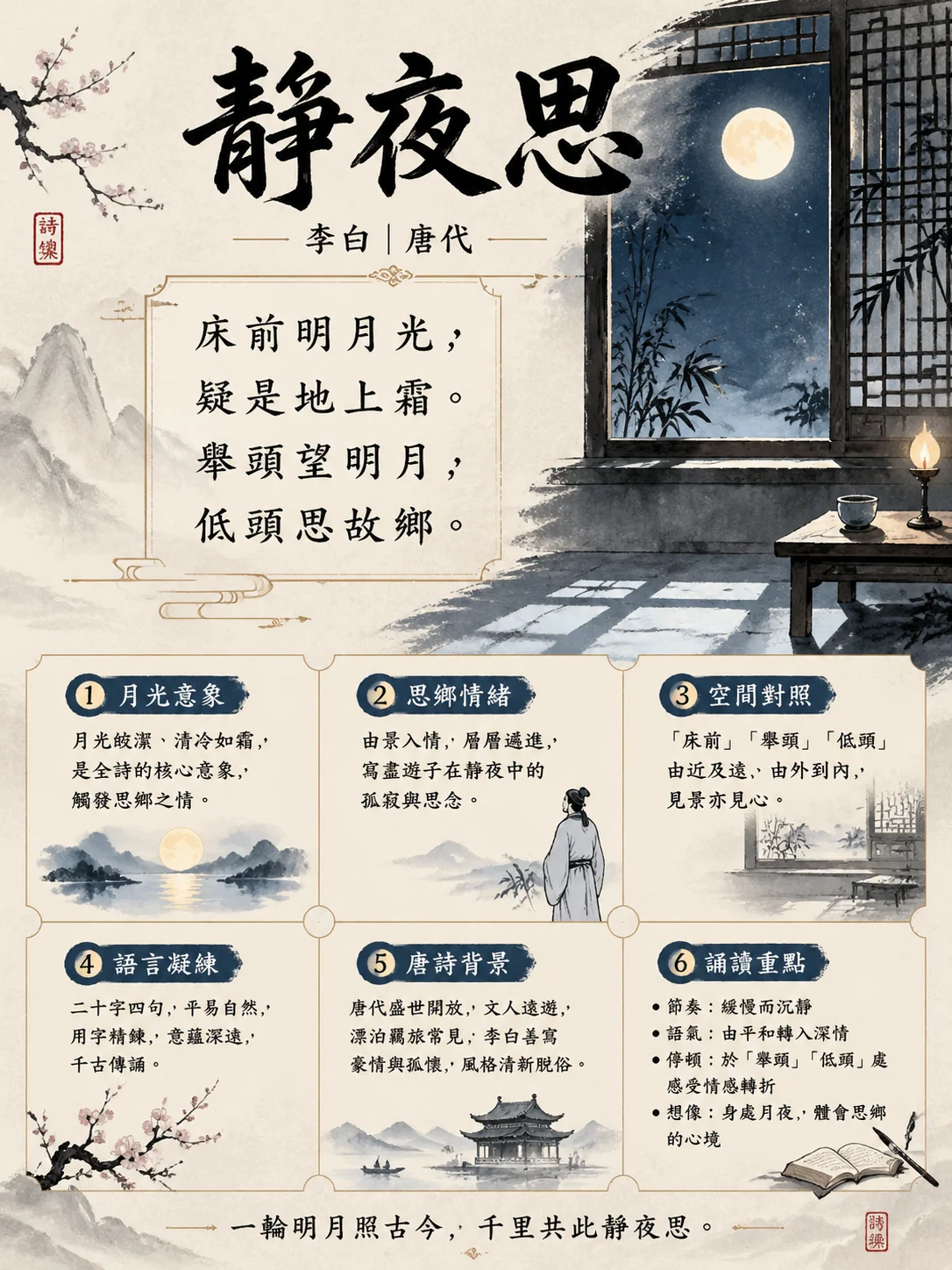 繁體中文詩詞解析海報示例