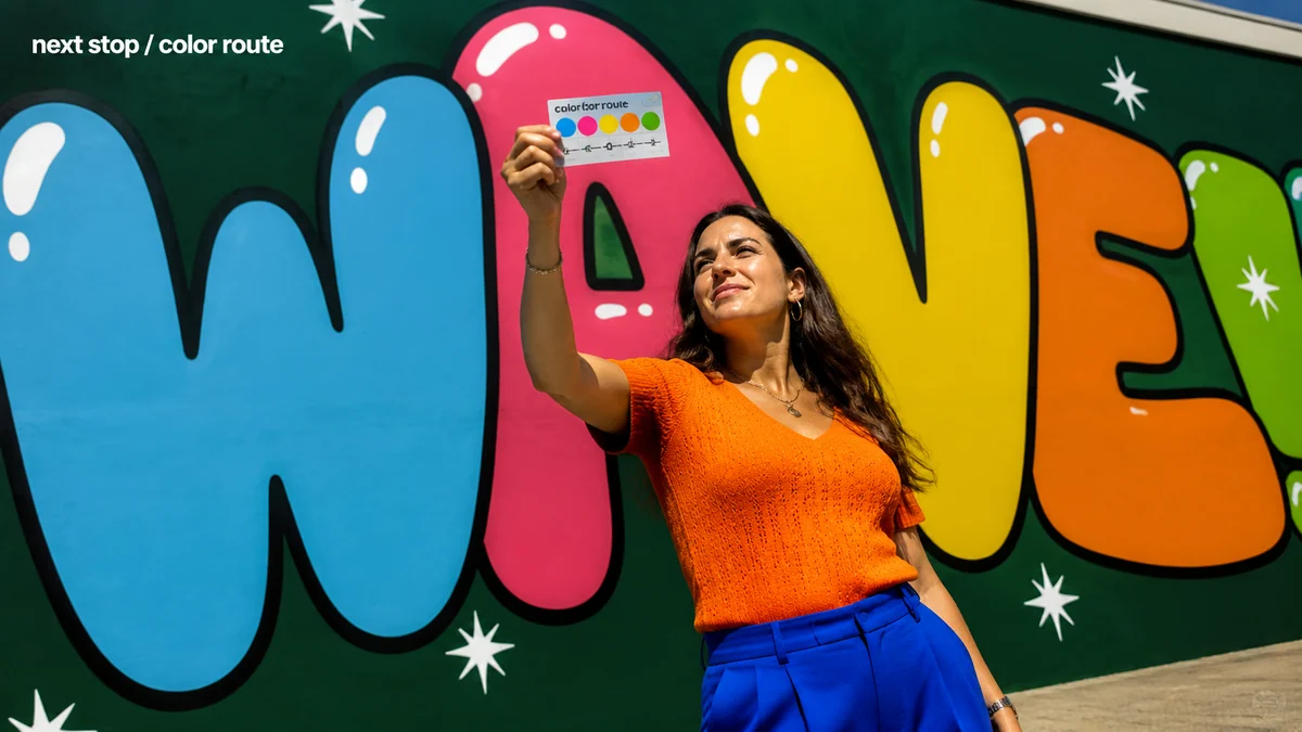 Realistic adult transit lifestyle portrait inside giant bubble letters