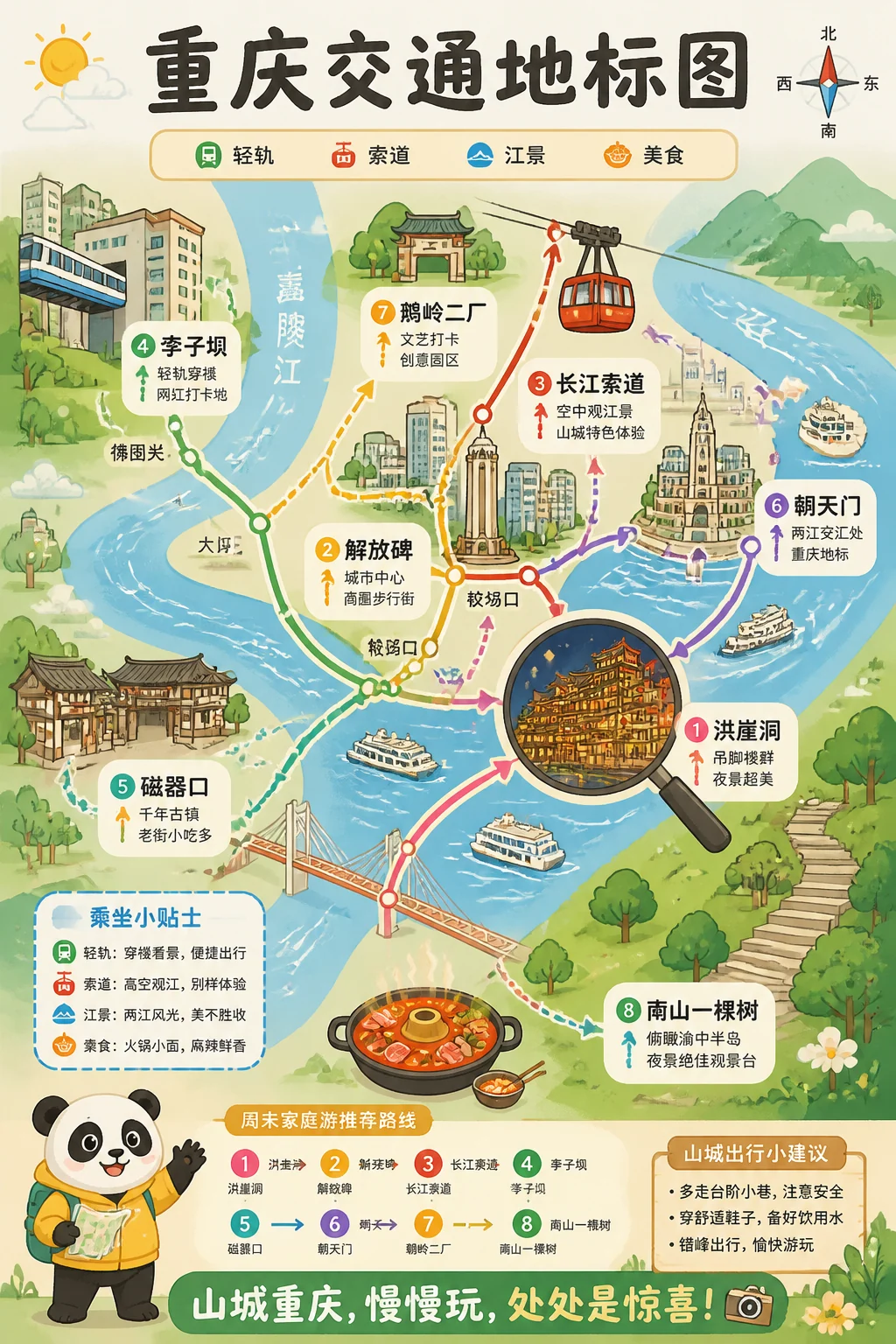 城市交通与地标旅行地图示例