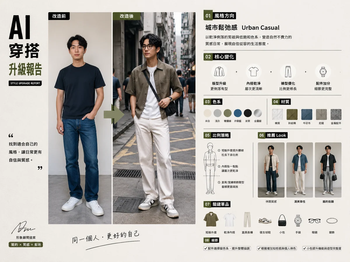 繁體中文 AI 穿搭升級報告示例