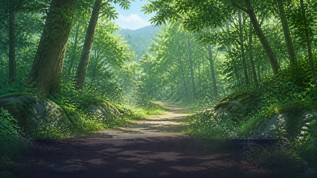 适合视觉小说场景的森林小径背景
