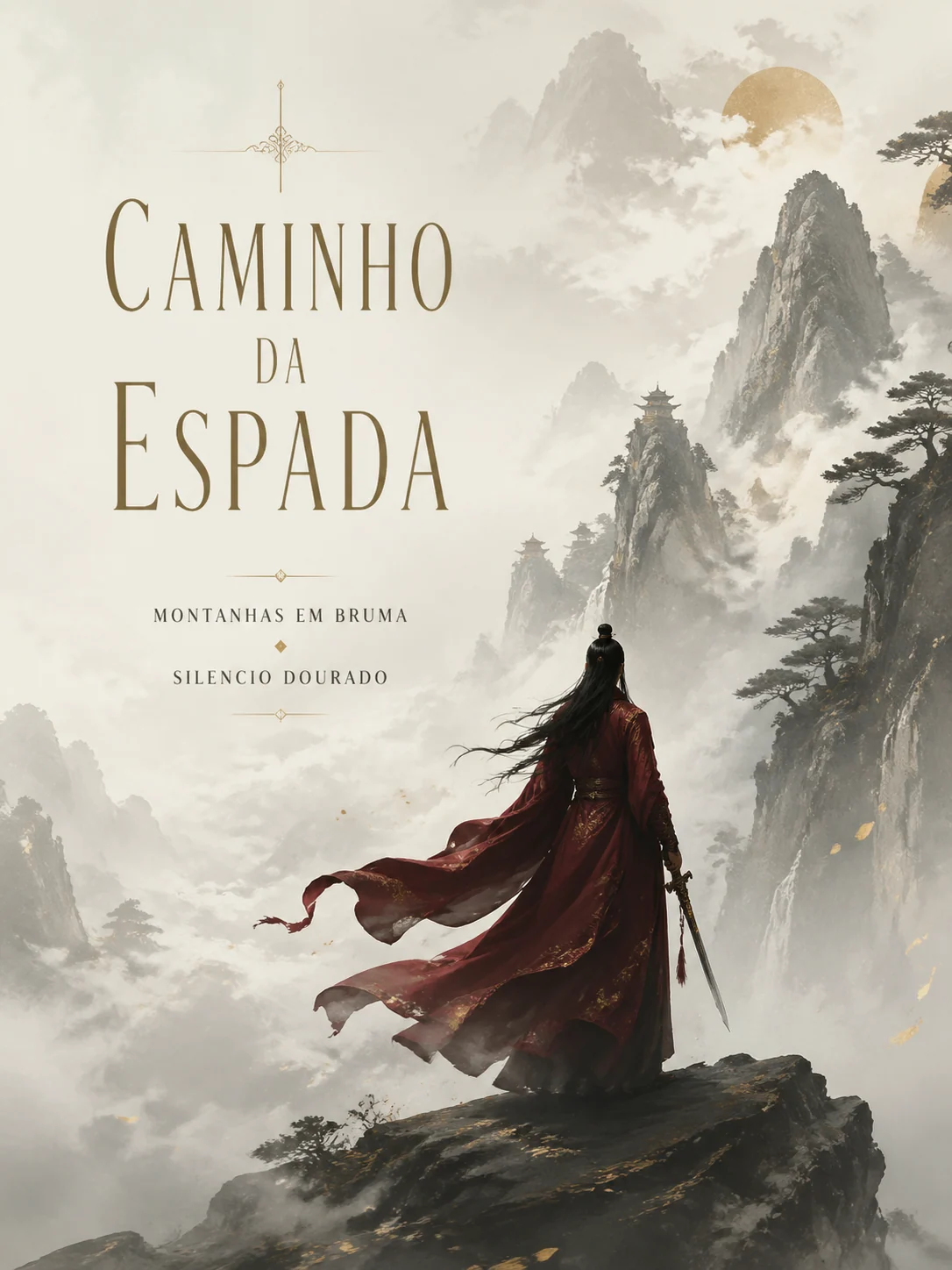 Capa editorial xianxia em portugues com guerreiro errante