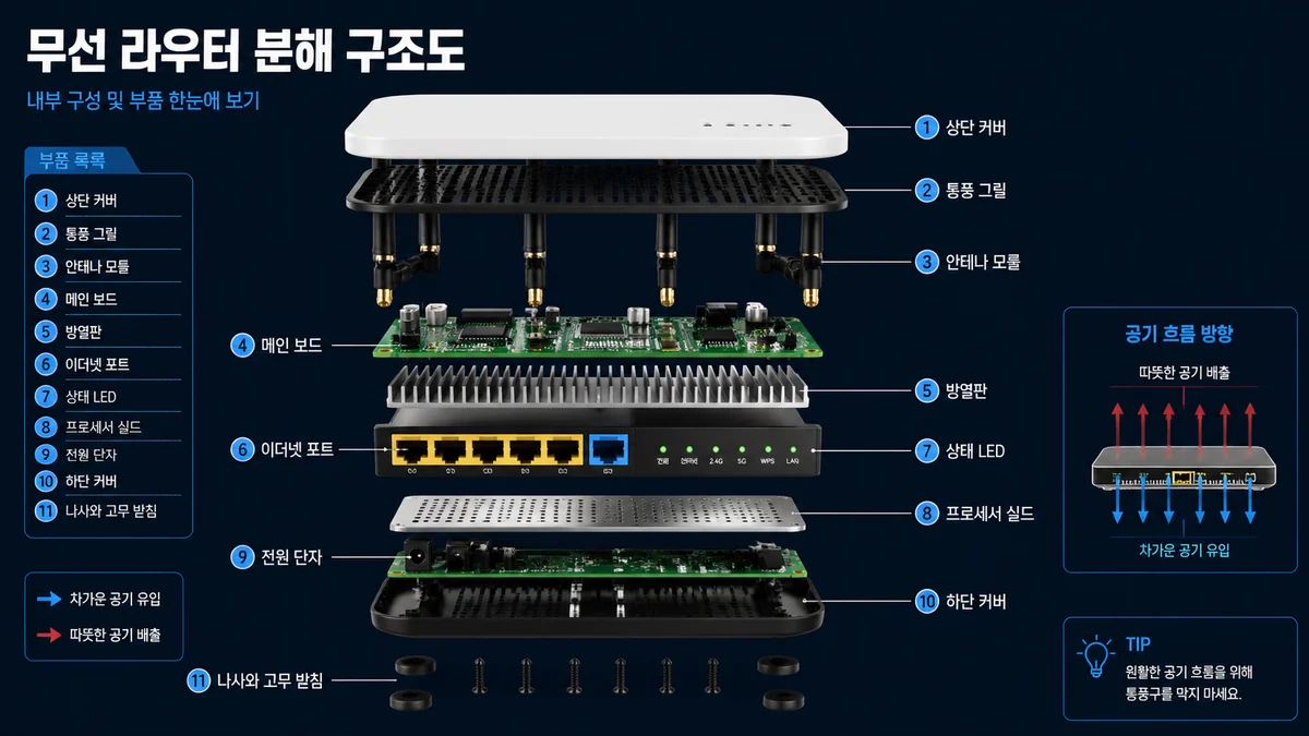 무선 라우터 분해 조립도 예시
