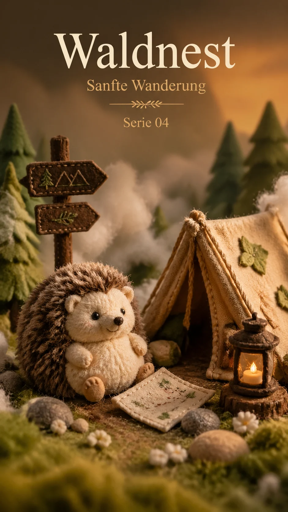 Woodland outdoor gear plush micro-world poster sample