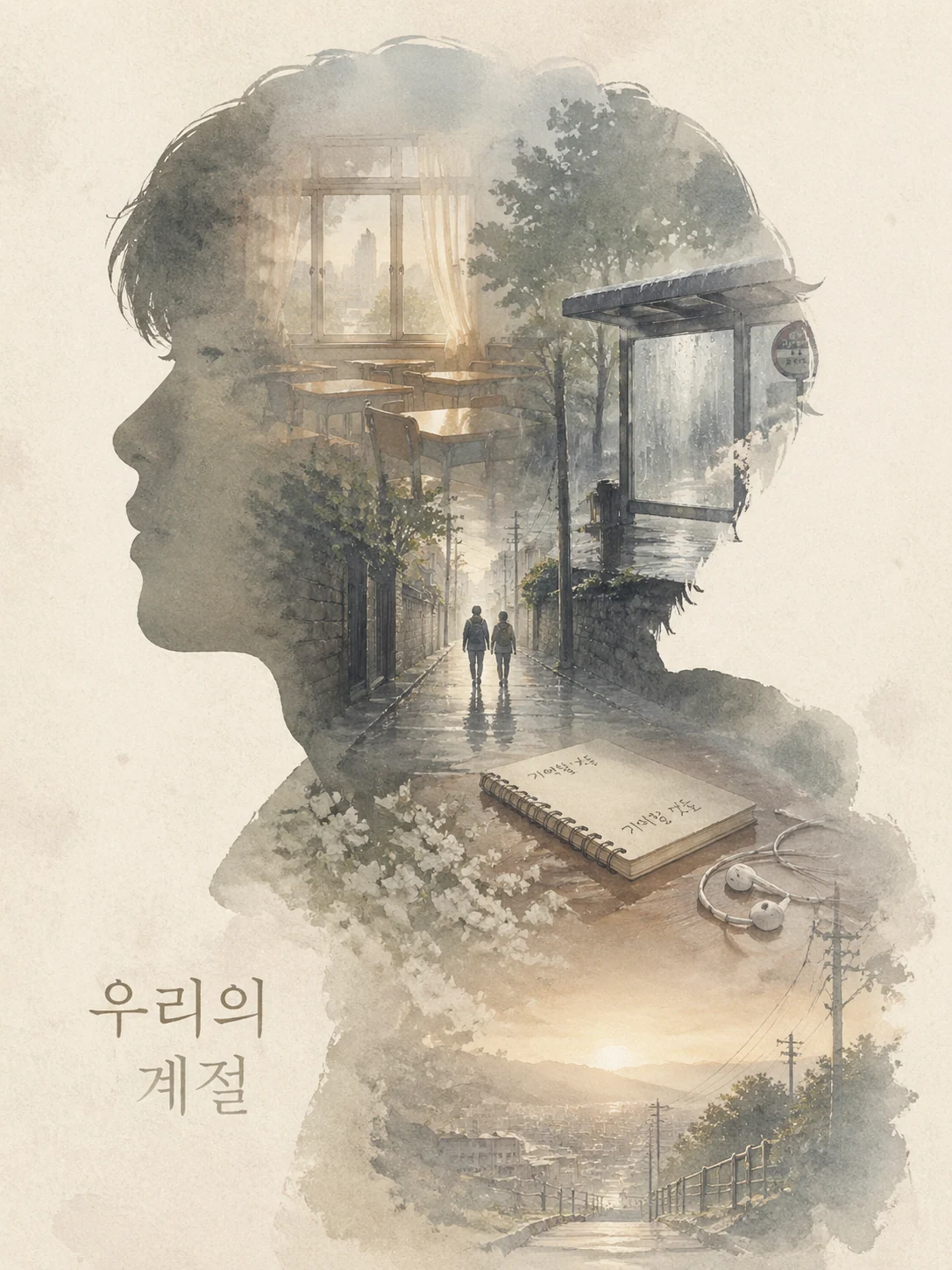 한국어 청춘 드라마 실루엣 포스터 예시