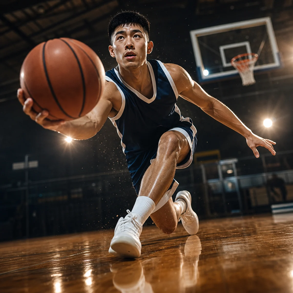 Beispiel fur ein dynamisches Basketball-Korblegerportrat