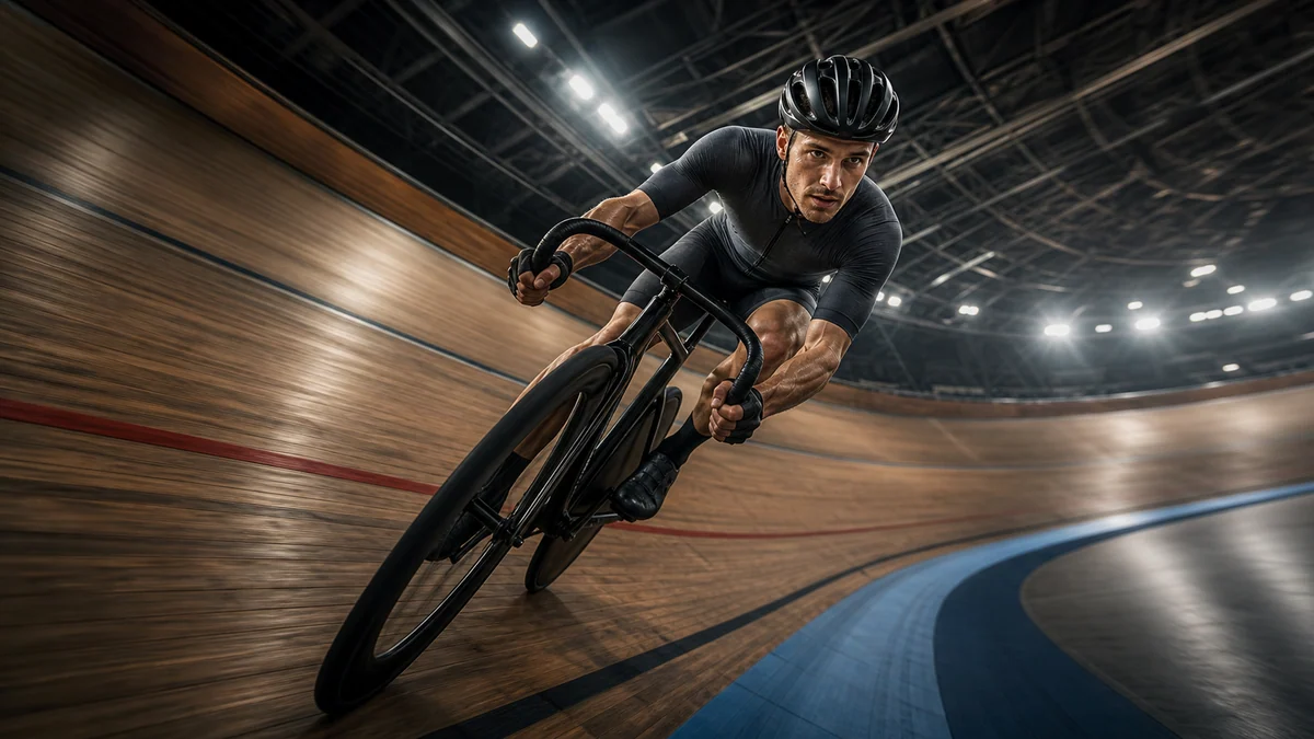 Beispiel fur ein Bahnrad-Speedportrat im Velodrom