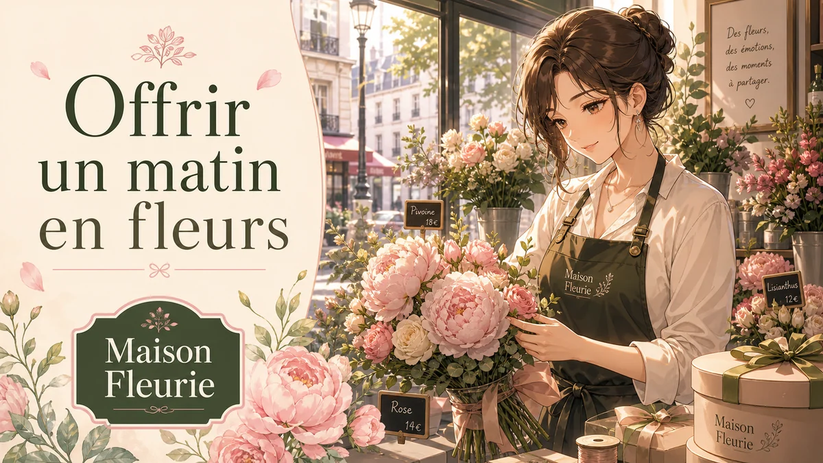 Exemple d’affiche anime française pour marché floral et cadeaux