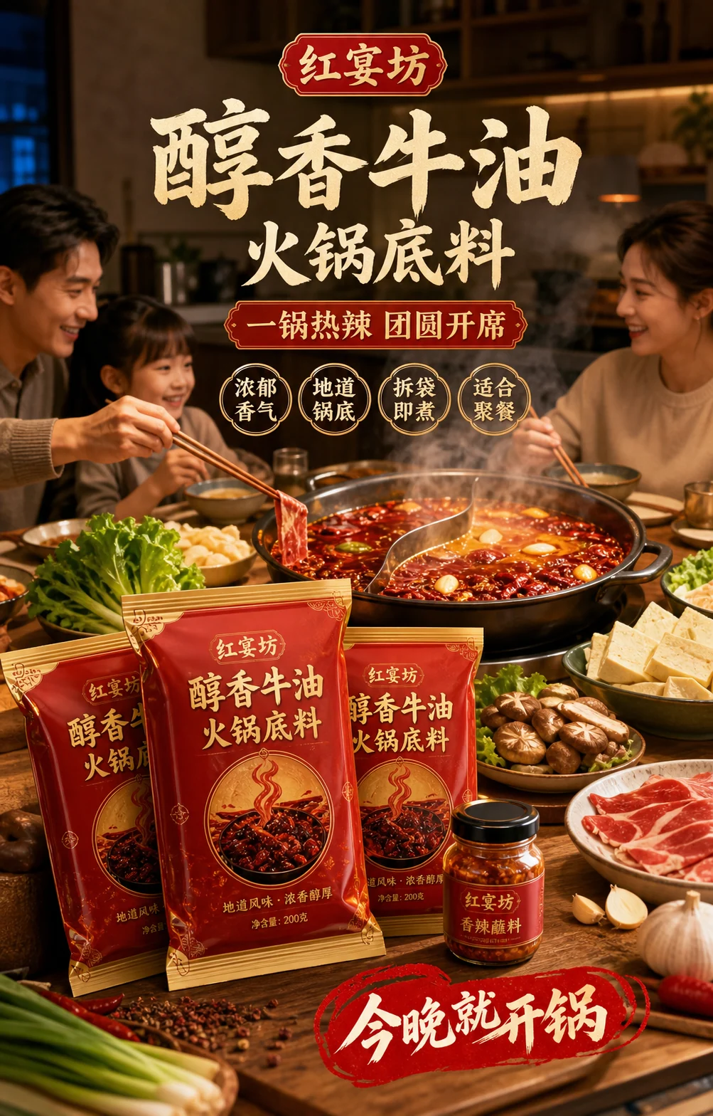 Chinesisches Beispielposter fuer Hotpot-Sauce in der Kueche