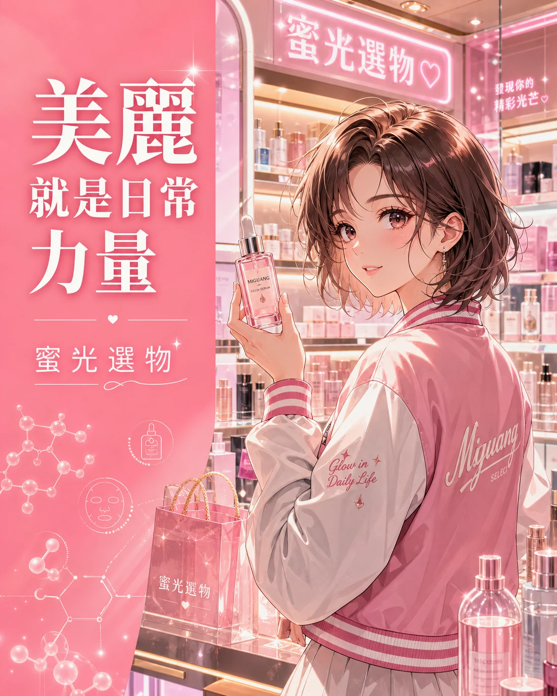 Exemple d’affiche anime française pour campagne skincare et beauté